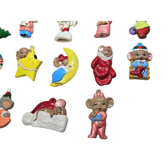 Vintage Ceramic Hand Painted Mouse Mice Christmas Ornaments Lot of 23 - Picture 5 of 9